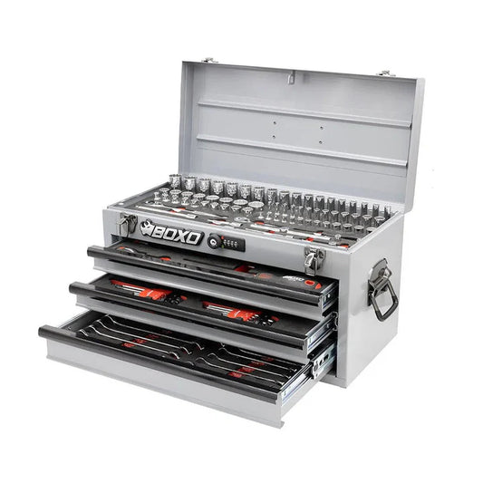 BoxoUSA 133-Piece Metric 3-Drawer Hand Carry Tool Box